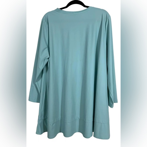 H P 🎉❣️NWT IC Collection Connie K Pleat Tunic Long Sleeve Aquamarine - Picture 8 of 12